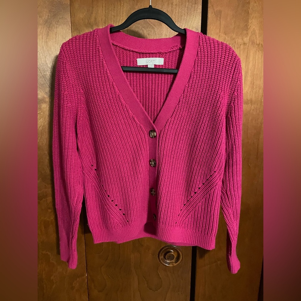 LOFT Women's Vibrant Pink Cardigan